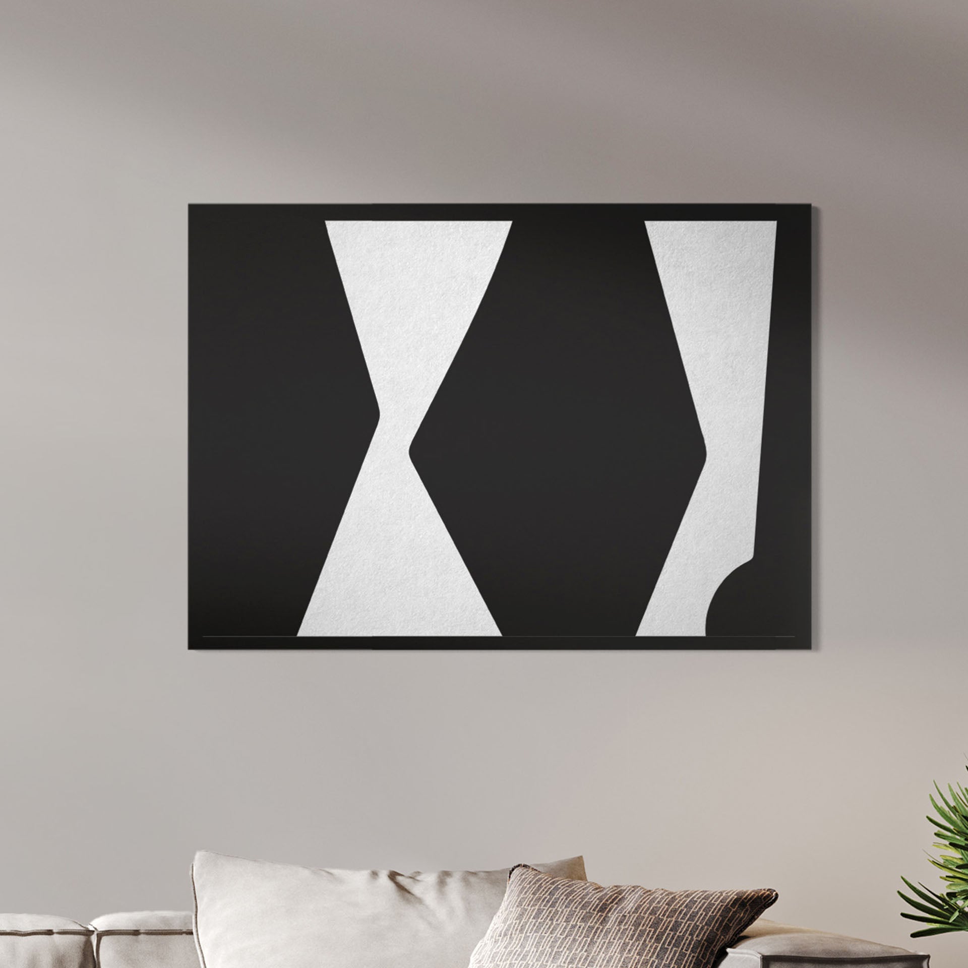 Tihya 3 – large framed minimalist black and white abstract wall art